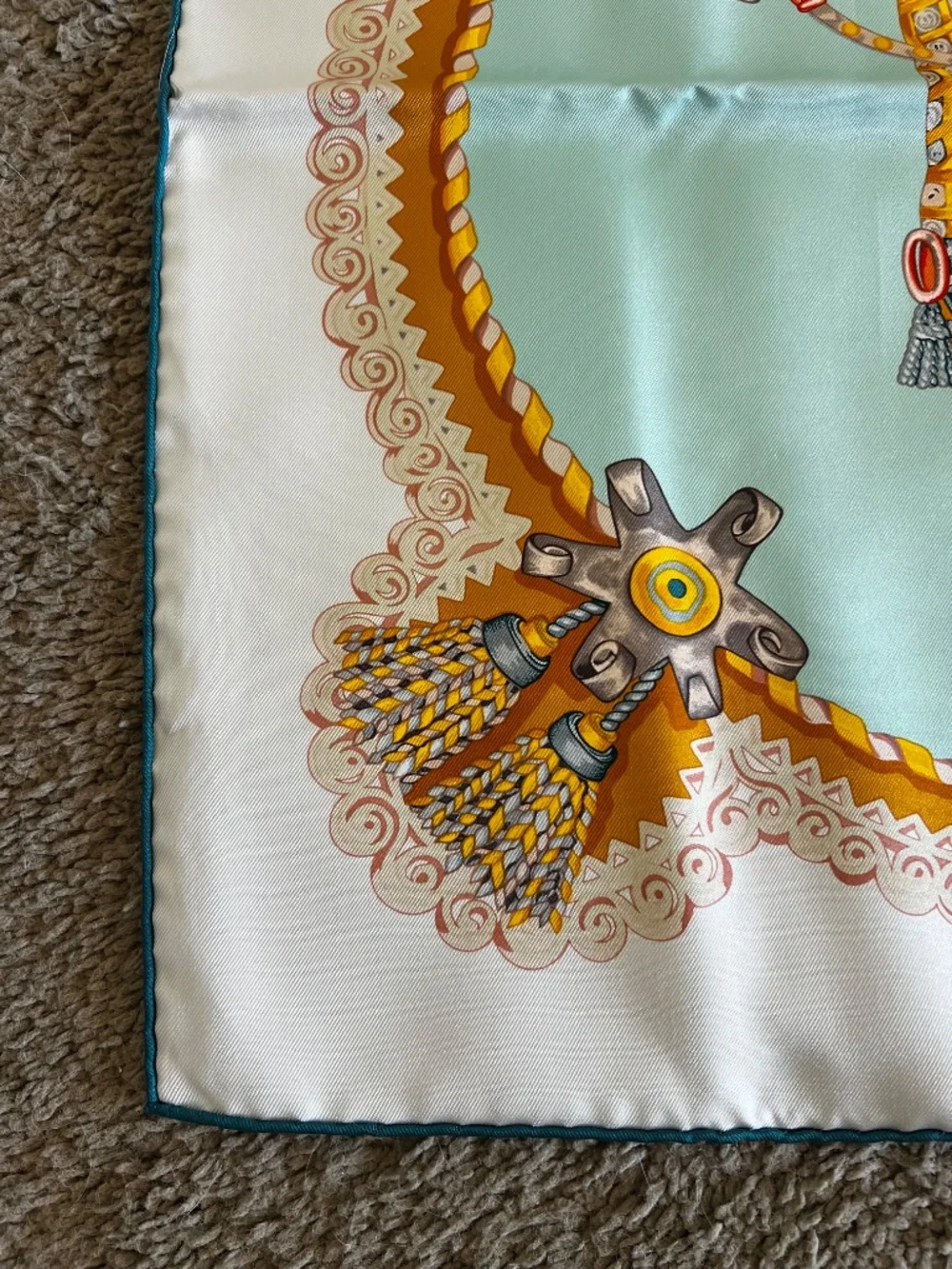 Authenticated Hermès Paris Pegase Silk Scarf, made in France
